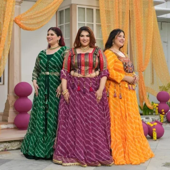 Phooljadi- Yellow Kutch Hand Embroidered Leheriya Chiffon Dress