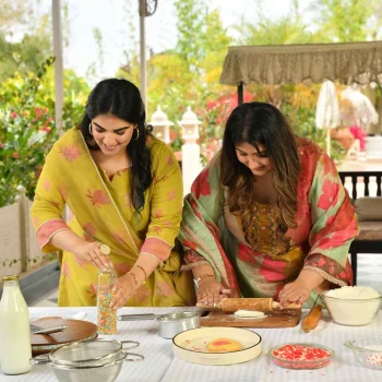 Morning Date- Dusky Yellow Lotus Printed Pure Tissue Organza Suit Set