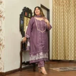 Marshmallow- Dark Mauve Floral Pure Muslin Suit Set