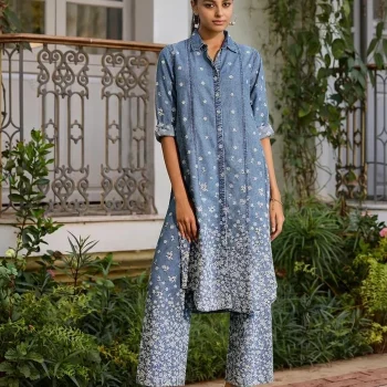 Moor Denim Long Shirt Co-ord Set